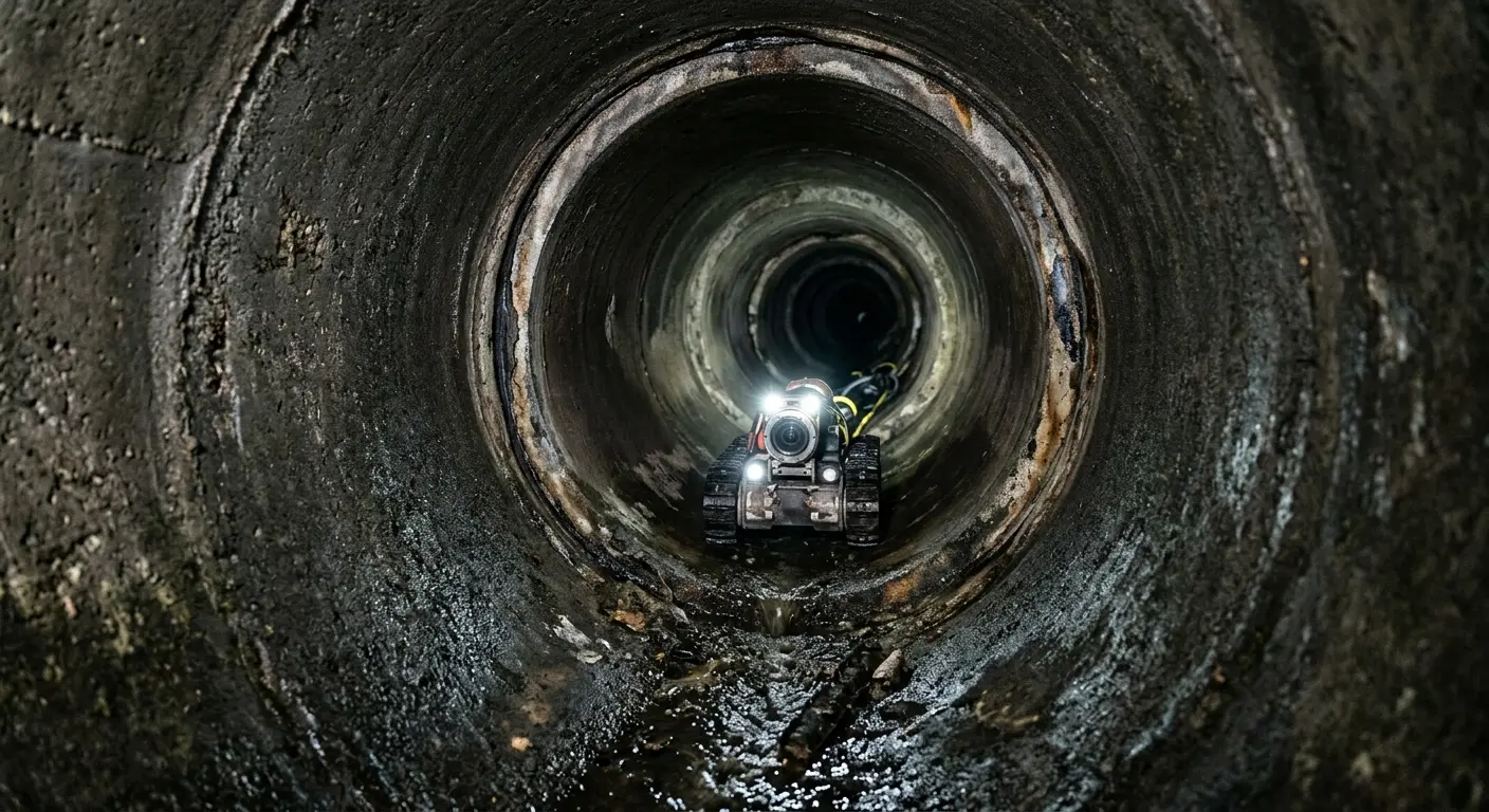 Robotic sewer camera inspecting pipe interior for Sewer Line Cleaning in Fernley
